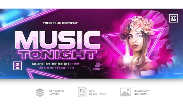 PSD-Club-DJ-Party-Facebook-Cover und Web-Banner-Vorlage
