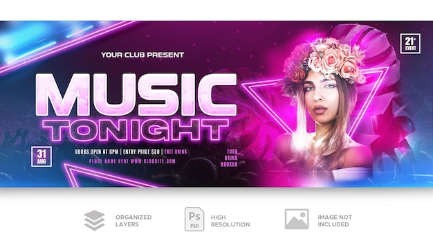 PSD psd-club-dj-party-facebook-cover und web-banner-vorlage