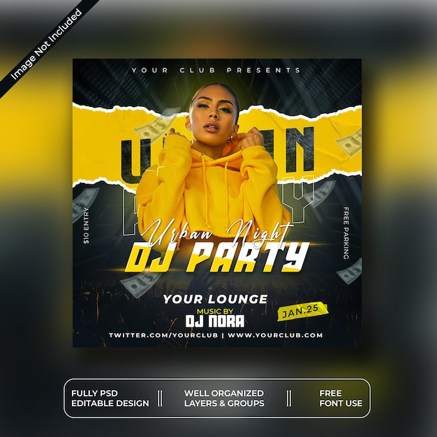 PSD club DJ party flyer post sui social media e banner web