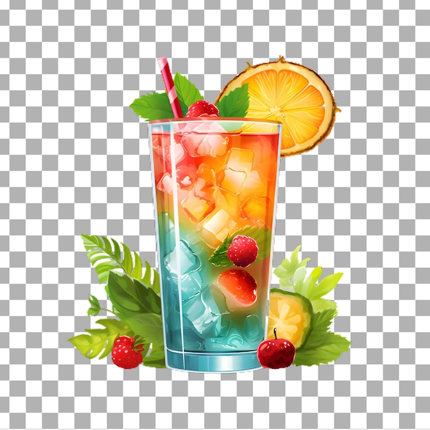 PSD psd-cocktailglas mit blatt auf transparentem hintergrund