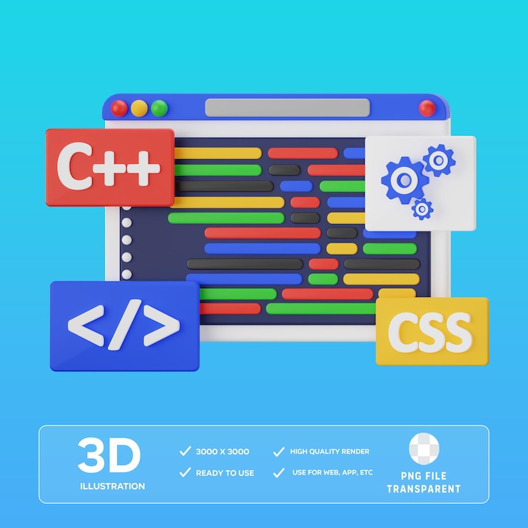 PSD psd coding 3d illustration