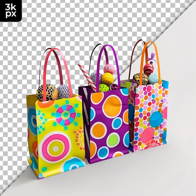 PSD psd una colección de bolsas de colores aisladas en un fondo transparente