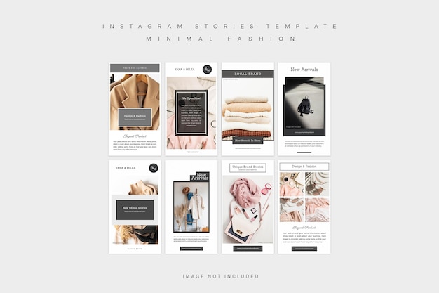 PSD Colección de paquetes de moda mínimos plantilla de historias de Instagram