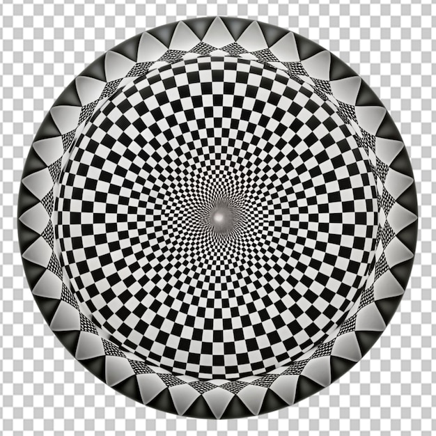 Psd D'un Collage Psychédélique En Forme De Roue Op Art En Noir Sur Fond Transparent