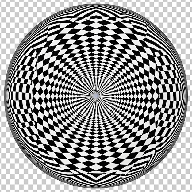 PSD psd d'un collage psychédélique en forme de roue op art en noir sur fond transparent