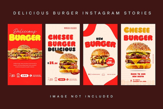 PSD Collection Of Cheese Burger Design para mídias sociais e modelo de história do Instagram