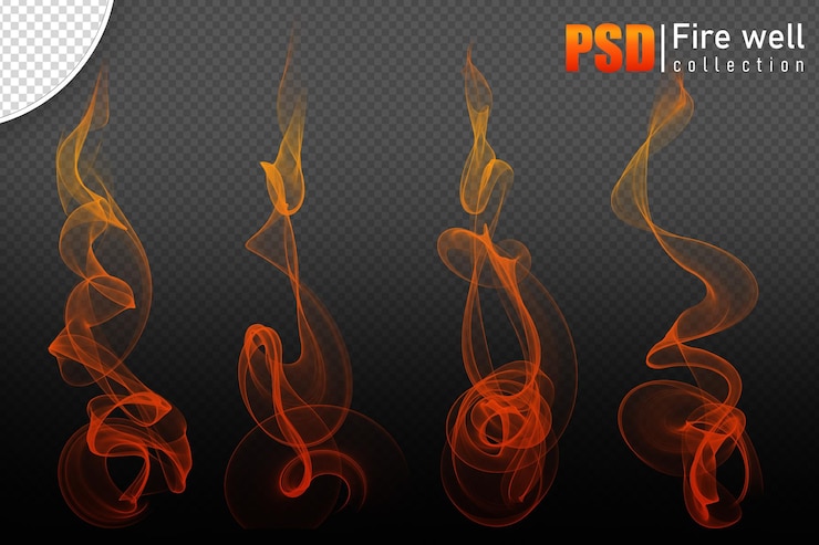 PSD psd collezione fuoco e scintilla su sfondo trasparente