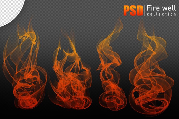 PSD psd collezione fuoco e scintilla su sfondo trasparente