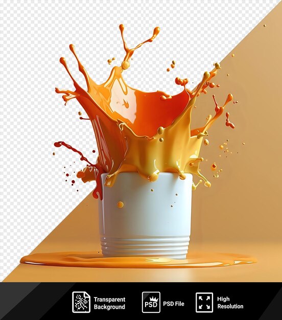 PSD psd color de fondo transparente mockup de salpicaduras en una taza png