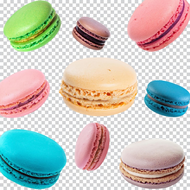 PSD colorful macarons isolated on alpha layer