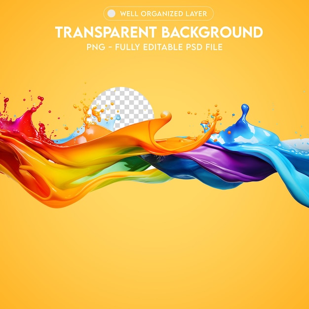 PSD Colorful Paint Splash PNG transparente (em inglês)