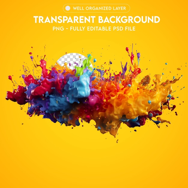 PSD Colorful Paint Splash PNG transparente (em inglês)