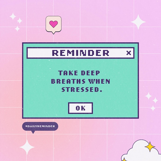 PSD Colorful Quotes Reminder Pop Up Design for Social Media and Instagram Post Template