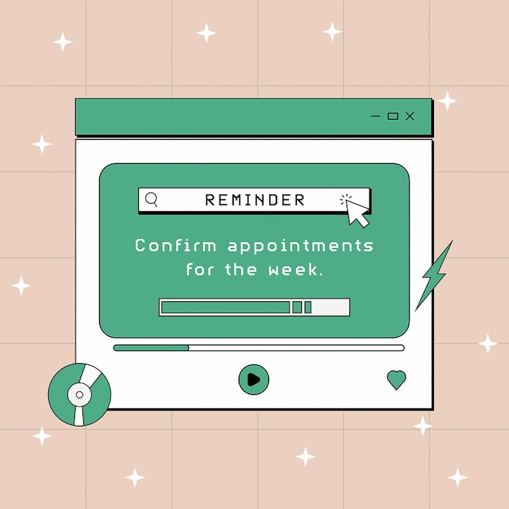 PSD psd colorful reminder pop up concepto de diseño de dibujos animados para redes sociales y plantilla de publicación de instagram