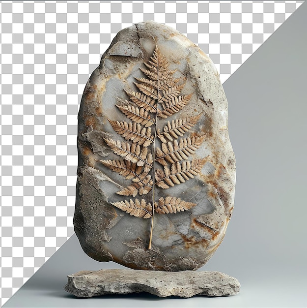 Psd com fotografia realista transparente arqueobotânico _ s fósseis de plantas um fóssil de planta fossilizado