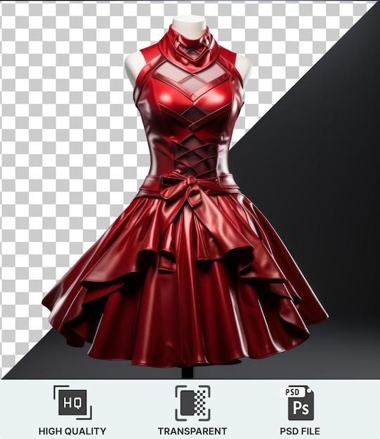 PSD psd com vestido vermelho transparente em fundo preto