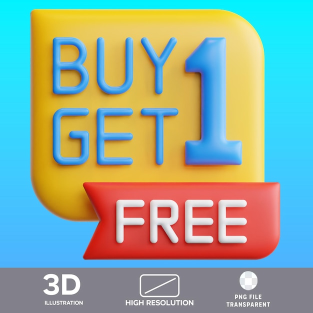 PSD comprare 1 ottenere 1 gratis Illustrazione 3D
