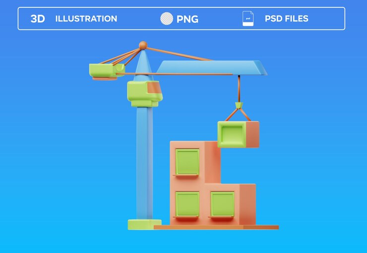 PSD psd construction site 3d icon illustration
