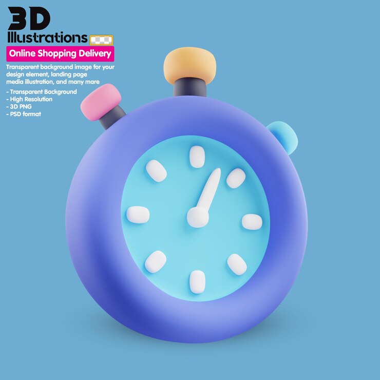 PSD psd contador de tiempo entrega compras en línea entrega 3d icon set
