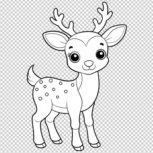 Psd D'un Contour De Page à Colorier D'un Mignon Cerf Sur Un Fond Transparent