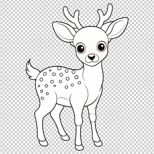 PSD psd d'un contour de page à colorier d'un mignon cerf sur un fond transparent