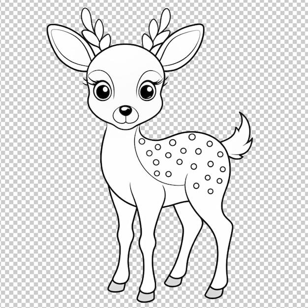 Psd D'un Contour De Page à Colorier D'un Mignon Cerf Sur Un Fond Transparent