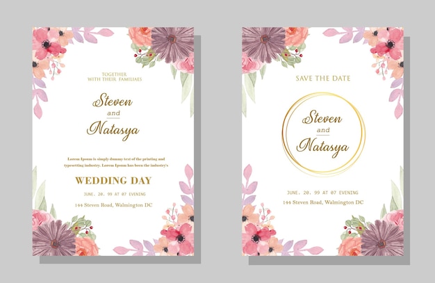 psd convite de casamento floral