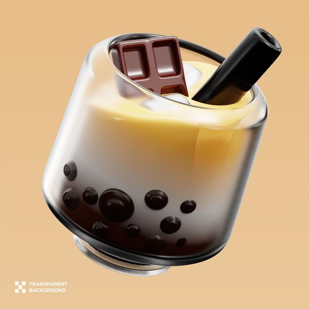 PSD coofe choco leche 3D Ilustración