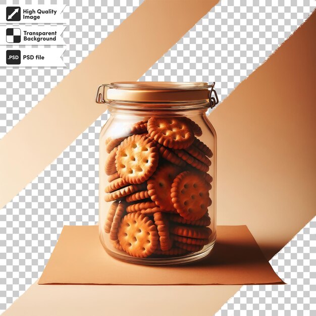 Psd-cookies in einem glas auf durchsichtigem hintergrund