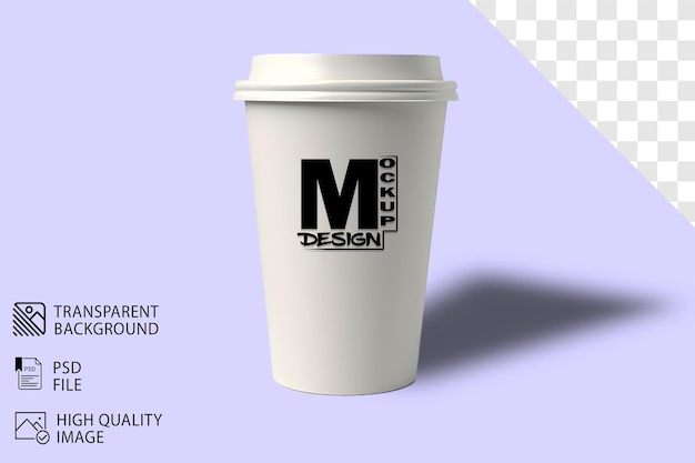 PSD Copo de café descartável isolado em um fundo transparente para cartaz e banner de mídia social