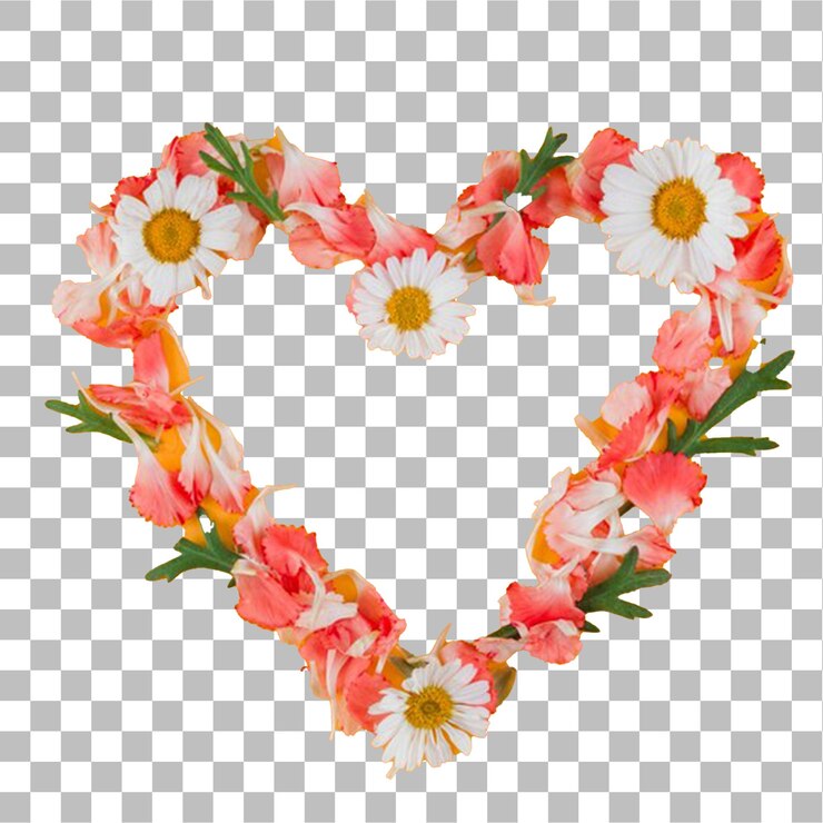PSD un corazón con la palabra amor en el medio con fondo transparente