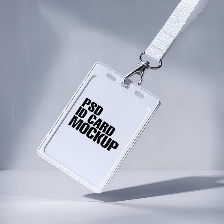 PSD Corporate ID Card Holder Mockup with white background