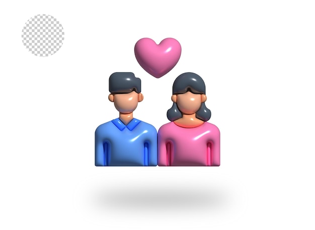 Psd couple transparent bulle comique icône illustration de rendu 3d