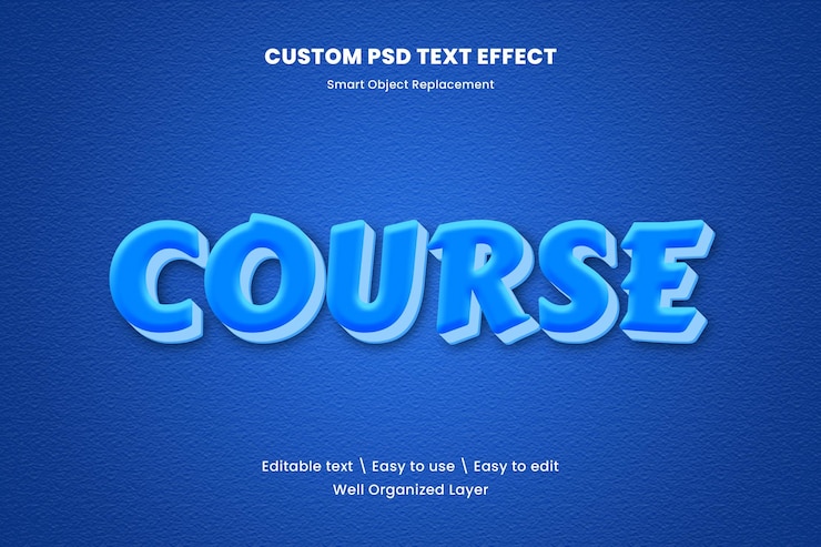PSD psd course 3d style editable text effect