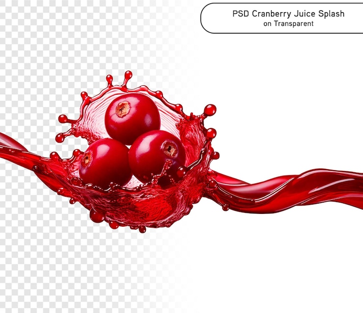 PSD psd cranberry juice smoothie or jam splash swirl with cranberries tasty berry juice splashing png
