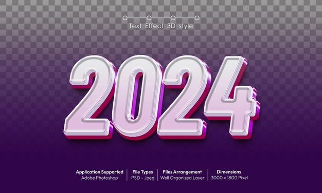 PSD creative 2024 New Year's Eve background design con effetto di testo 3d font style 06