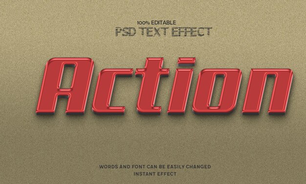 PSD Creative Action 3D Estilo de efectos de texto editables