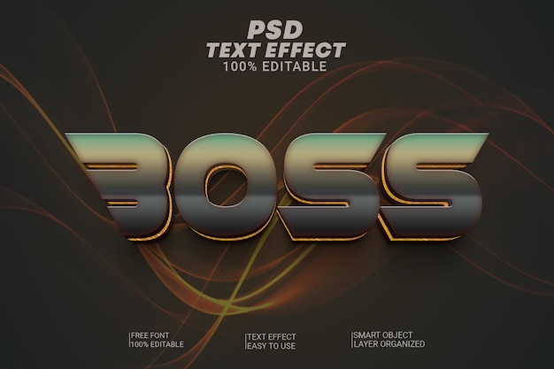 PSD creative Boss estilo de efectos de texto editables en 3d