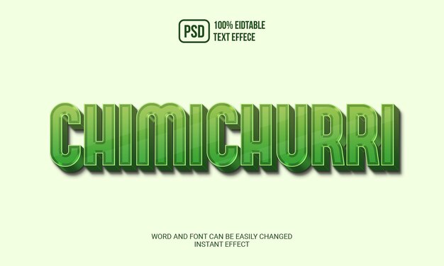 PSD psd creativo efecto de texto chimichurri