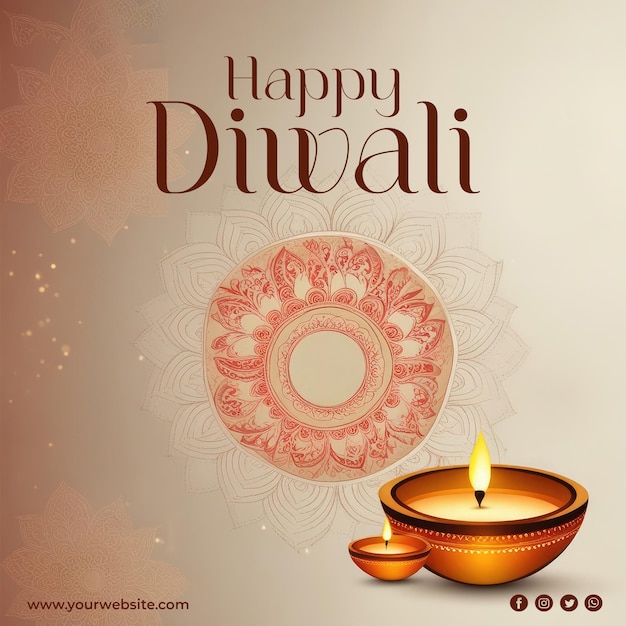 PSD creativo feliz post de Diwali en las redes sociales