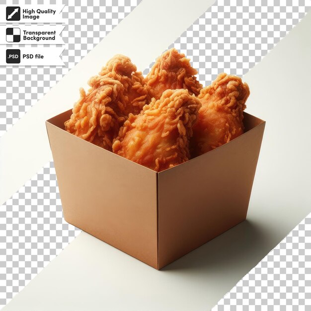 psd crispy fried chicken in a box on transparent background with editable mask layer