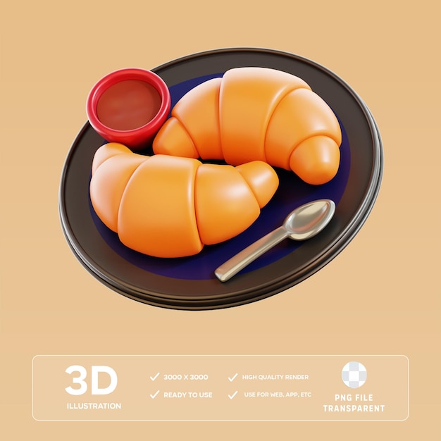 PSD-Croissant 3D-Illustration