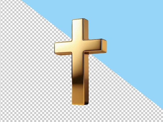 PSD psd d'une croix d'église dorée sur un fond transparent