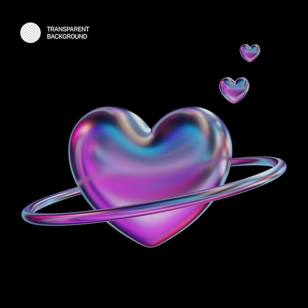 PSD cromo cuore colorato illustrazione 3D