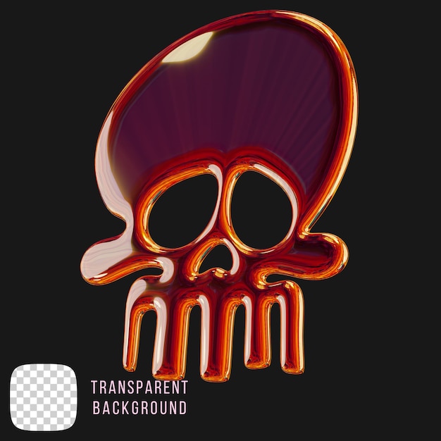 Psd cromo metálico cráneo y2k forma abstracta renderización en 3D