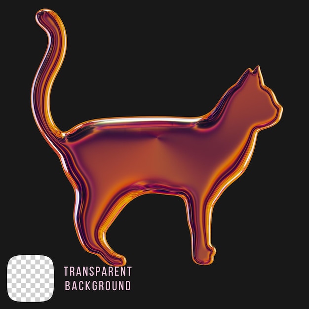 Psd cromo metálico gato forma abstracta renderización en 3D