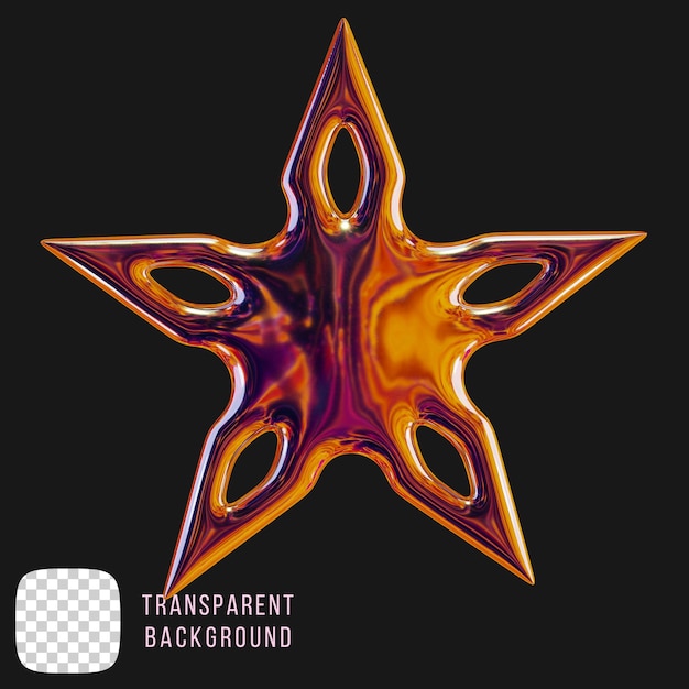 Psd cromo metálico shuriken forma abstracta renderizado en 3D