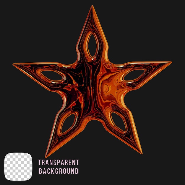 Psd cromo metálico shuriken y2k forma abstracta renderizado en 3D