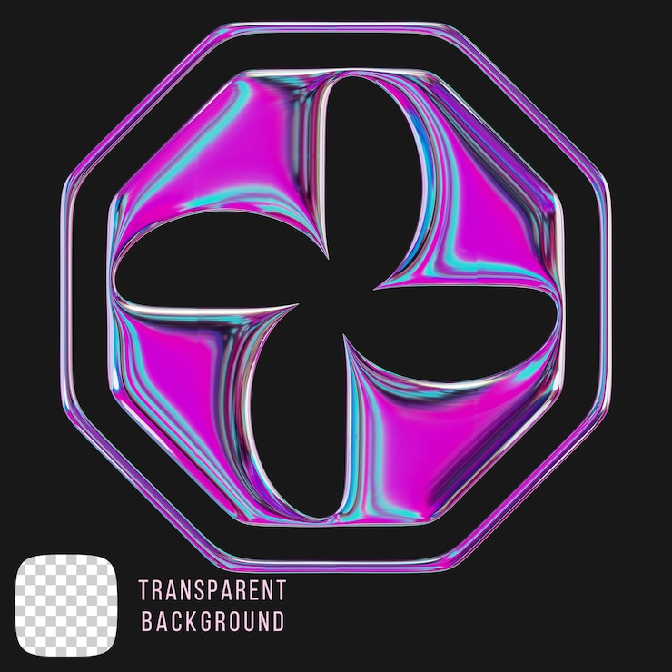 PSD psd cromo metálico y2k forma abstracta renderizado en 3d