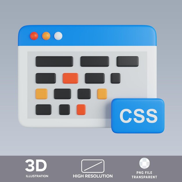 PSD css codifica 3D Illustrazione